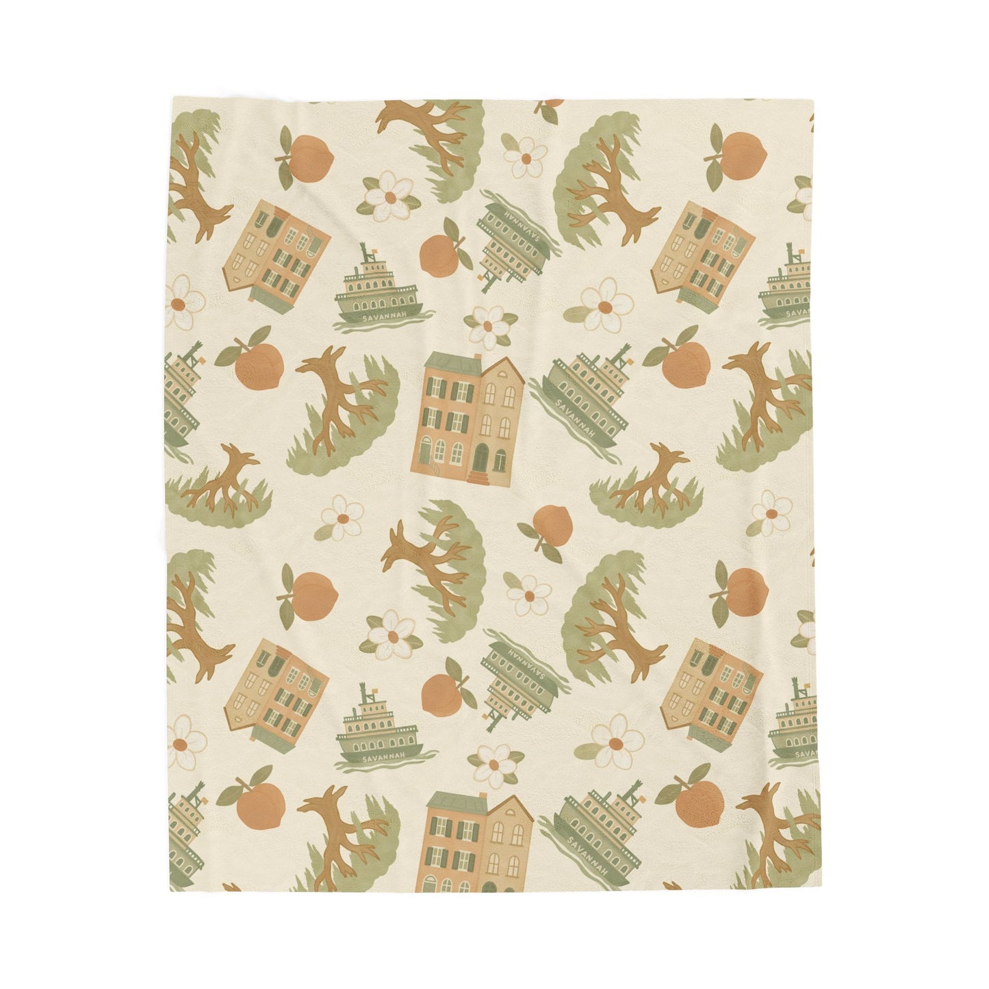 Georgia Peach Cozy Velveteen Plush Blanket