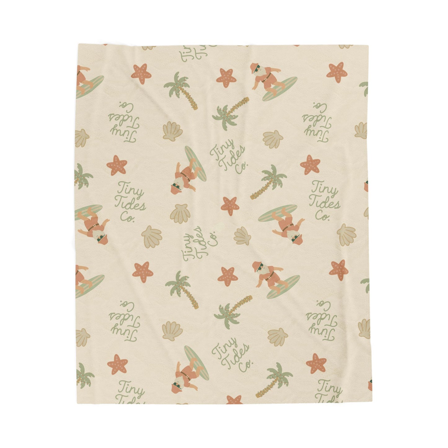 Surfing Santa Velveteen Plush Blanket