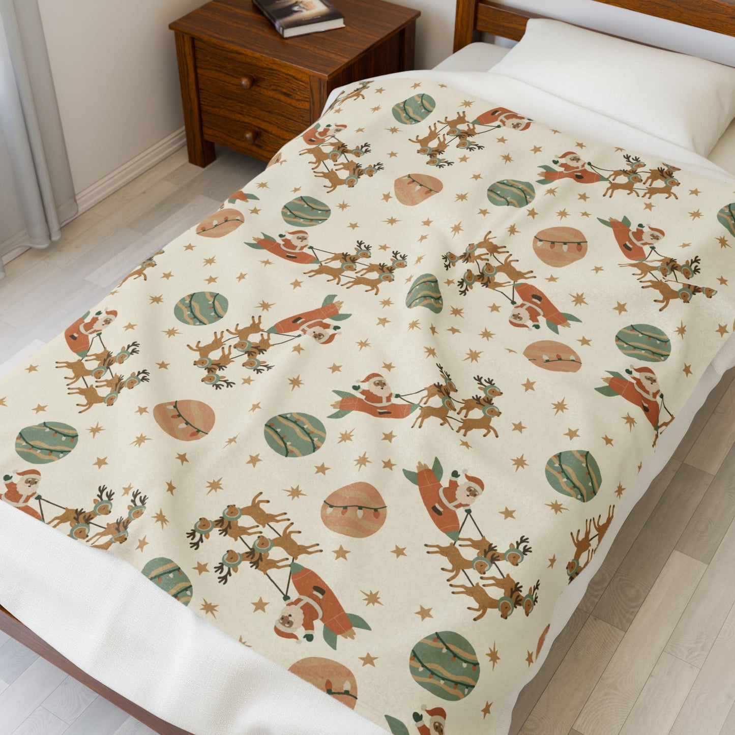 Space Coast Christmas Velveteen Plush Blanket