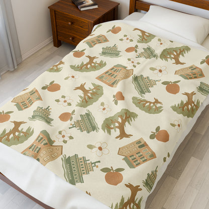 Georgia Peach Cozy Velveteen Plush Blanket