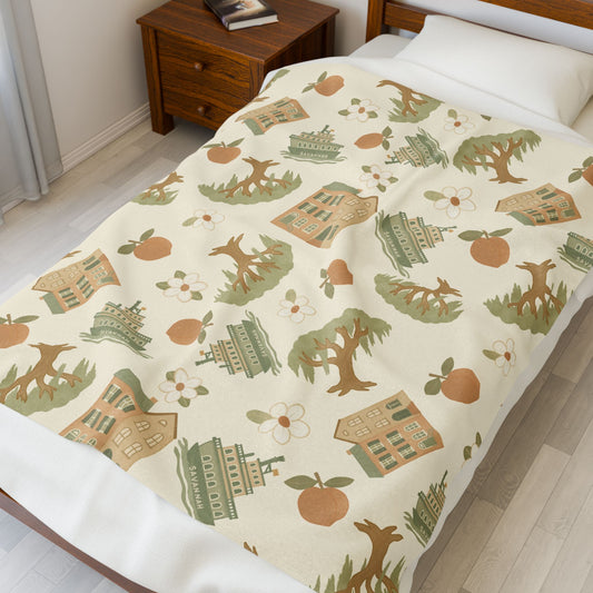 Georgia Peach Cozy Velveteen Plush Blanket