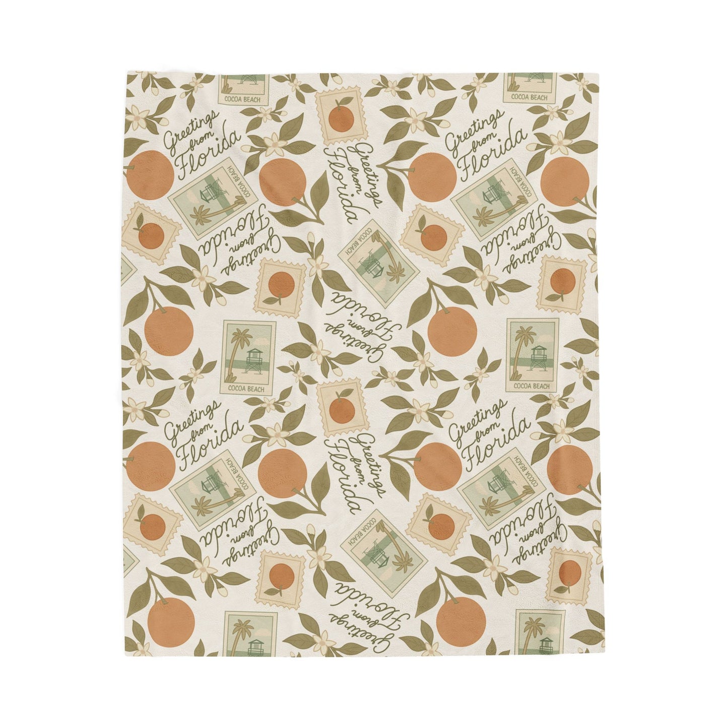 Vintage Florida Velveteen Plush Blanket